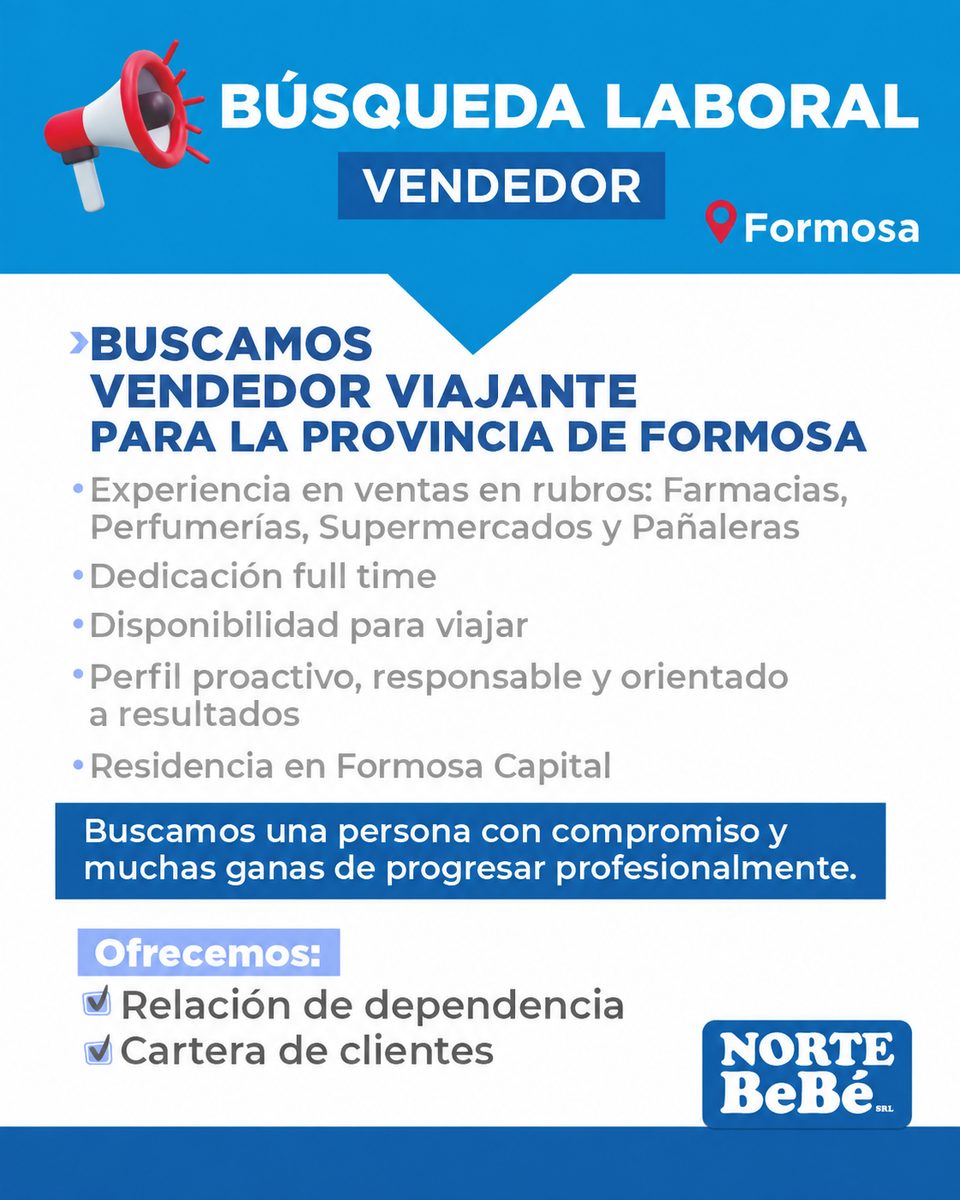 Vendedor Viajante zona Formosa