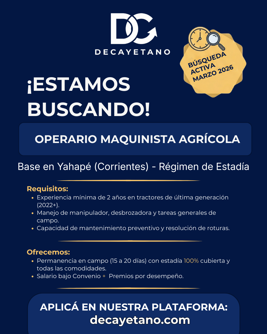 Operario Maquinista Agrícola